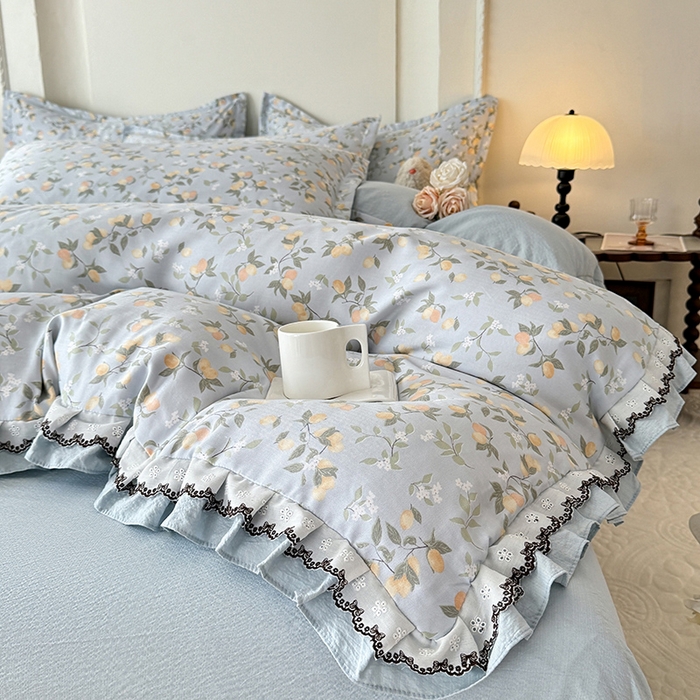 91家纺网 家纺一手货源 找家纺 （总）韩约家纺 2025秋冬加厚1双层刺绣花边床单款棉麻四件套