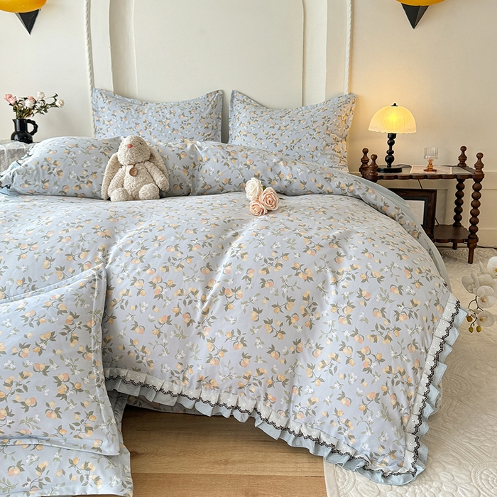 91家纺网 家纺一手货源 找家纺 （总）韩约家纺 2025秋冬加厚1双层刺绣花边床单款棉麻四件套