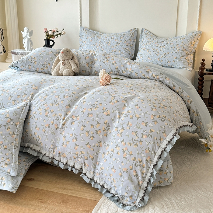 91家纺网 家纺一手货源 找家纺 （总）韩约家纺 2025秋冬加厚1双层刺绣花边床单款棉麻四件套