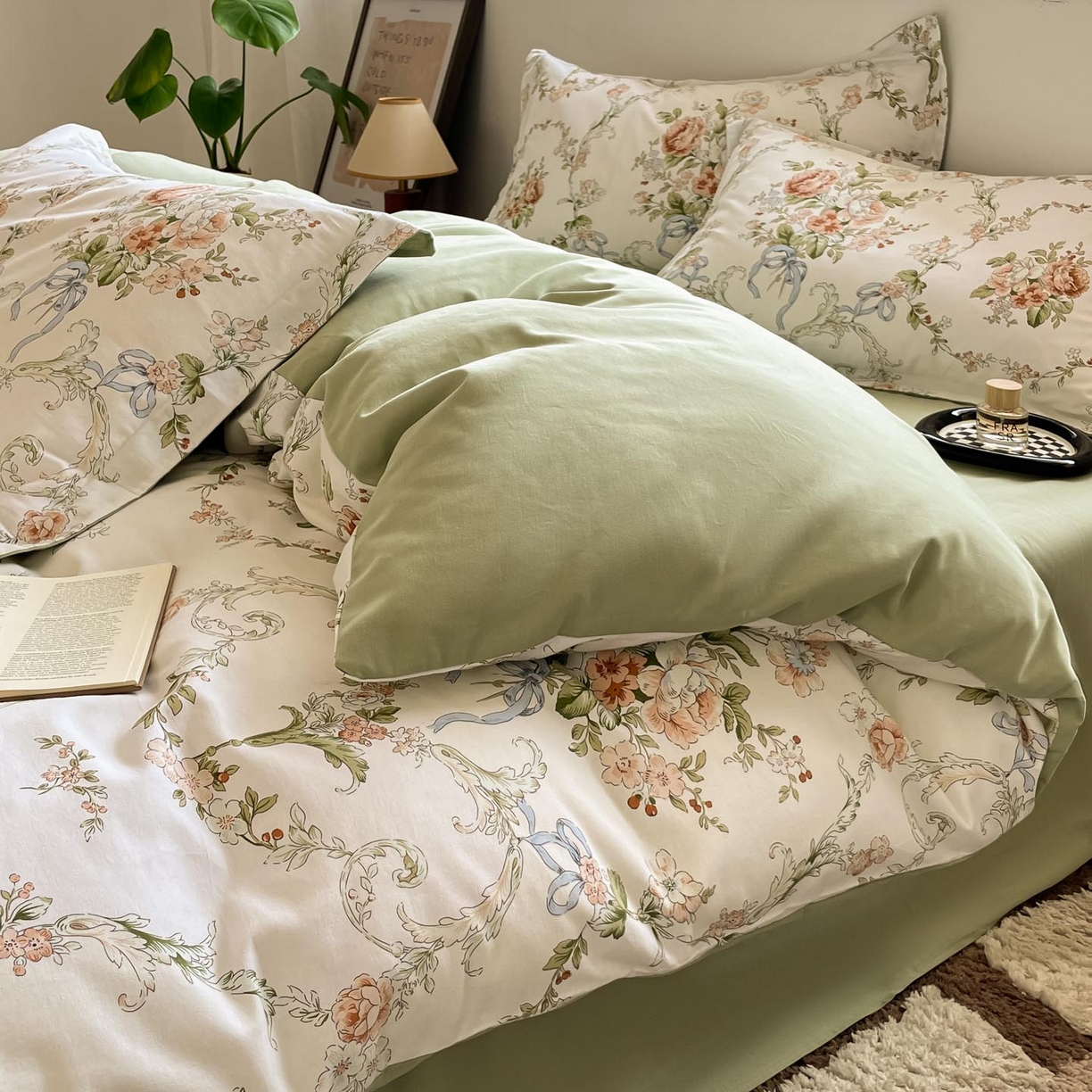 91家纺网 家纺一手货源 找家纺 涵宸家纺 2025新款加厚全棉磨毛印花四件套--罗马系列 场景二 F花纹