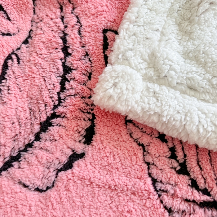 91家纺网 家纺一手货源 找家纺 丹本家纺 2025新款双层阳离子叶子提花塔芙绒羊羔绒跨境双层毛毯盖毯毯子 叶子粉色