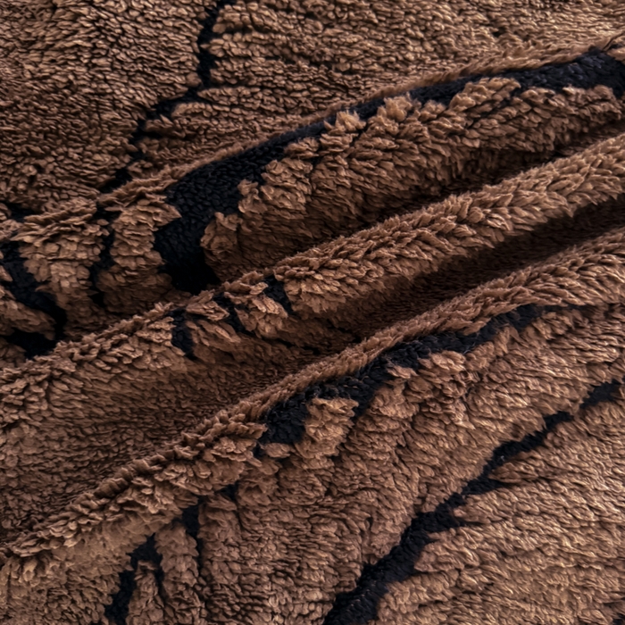 91家纺网 家纺一手货源 找家纺 丹本家纺 2025新款双层阳离子叶子提花塔芙绒羊羔绒跨境双层毛毯盖毯毯子 叶子咖色