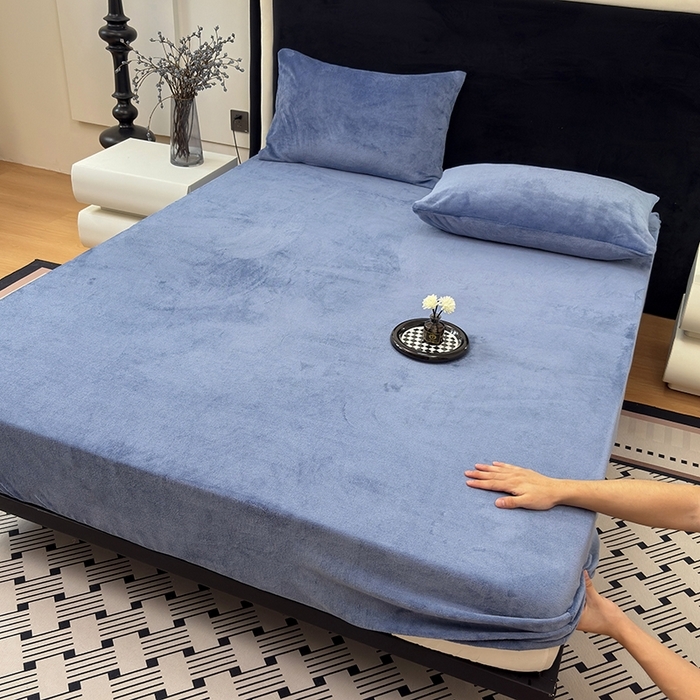 91家纺网 家纺一手货源 找家纺 （总）2025新款高克重纯色保暖牛奶绒单床笠枕套