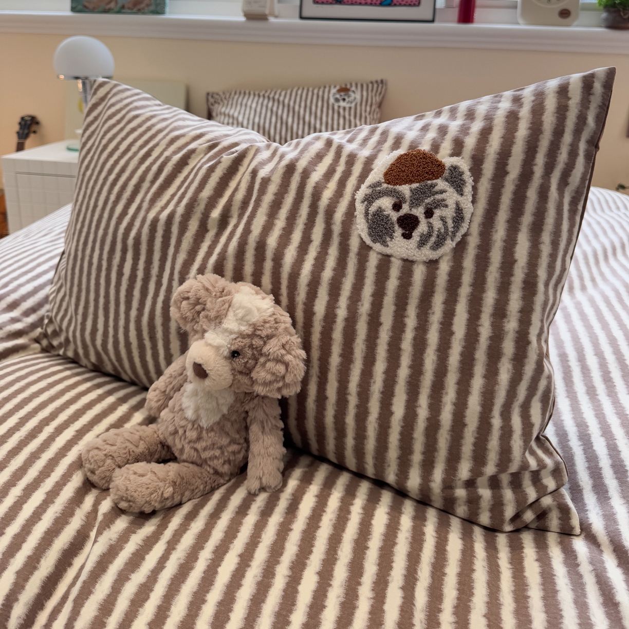 91家纺网 家纺一手货源 找家纺 雅居纺家纺 2025新款全棉纯棉磨毛毛巾绣四件套 汪汪乐园