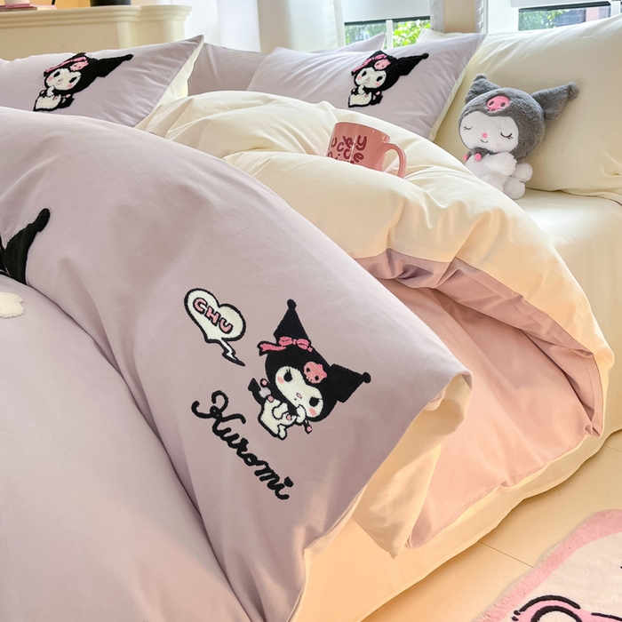 （总）雅居纺家纺 2025新款全棉纯棉磨毛三丽鸥毛巾绣四件套