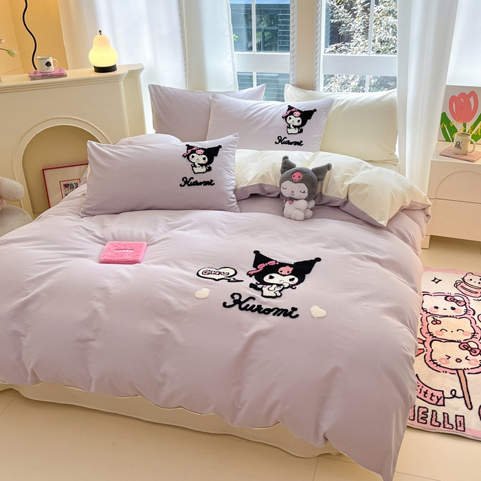 91家纺网 家纺一手货源 找家纺 （总）雅居纺家纺 2025新款全棉纯棉磨毛三丽鸥毛巾绣四件套