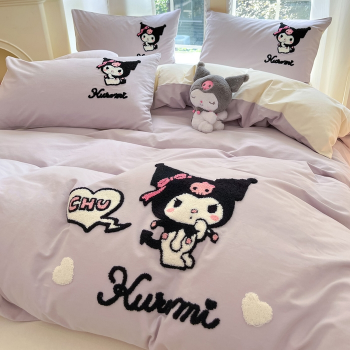 91家纺网 家纺一手货源 找家纺 （总）雅居纺家纺 2025新款全棉纯棉磨毛三丽鸥毛巾绣四件套