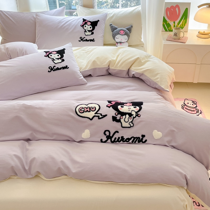 91家纺网 家纺一手货源 找家纺 （总）雅居纺家纺 2025新款全棉纯棉磨毛三丽鸥毛巾绣四件套