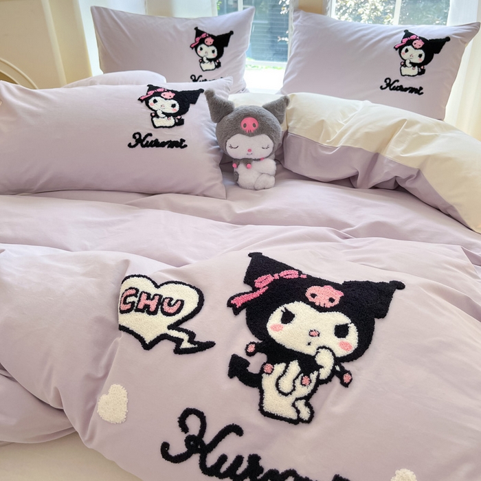 91家纺网 家纺一手货源 找家纺 （总）雅居纺家纺 2025新款全棉纯棉磨毛三丽鸥毛巾绣四件套