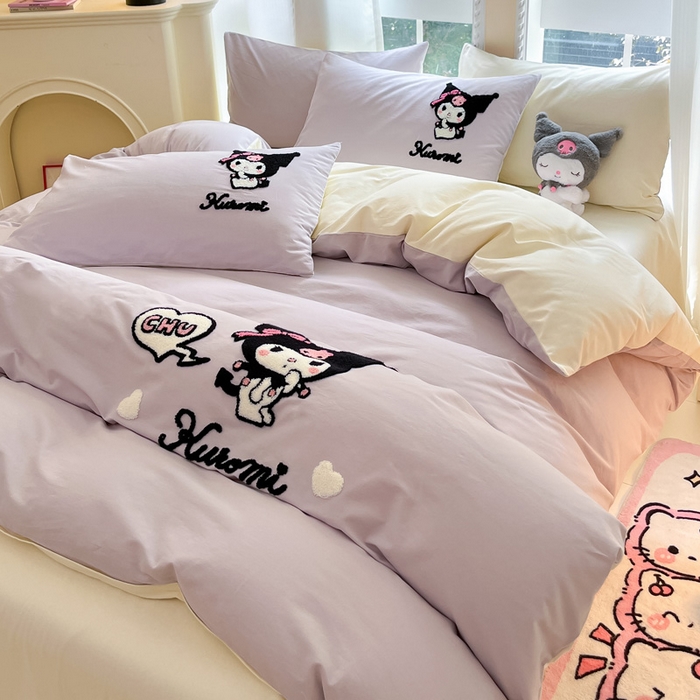 91家纺网 家纺一手货源 找家纺 （总）雅居纺家纺 2025新款全棉纯棉磨毛三丽鸥毛巾绣四件套