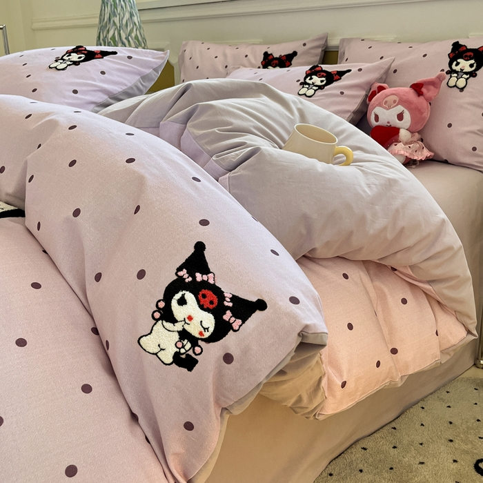 91家纺网 家纺一手货源 找家纺 （总）雅居纺家纺 2025新款全棉纯棉磨毛三丽鸥毛巾绣四件套