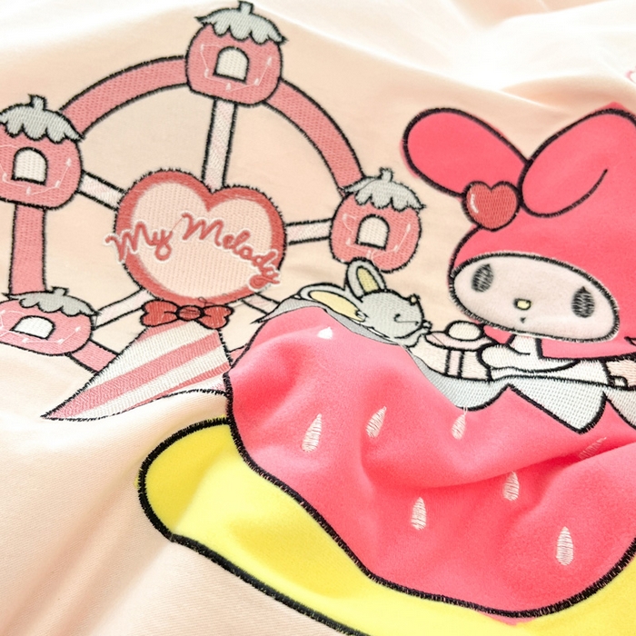 91家纺网 家纺一手货源 找家纺 雅居纺家纺 2025新款全棉纯棉磨毛三丽鸥毛巾绣四件套 草莓美乐蒂