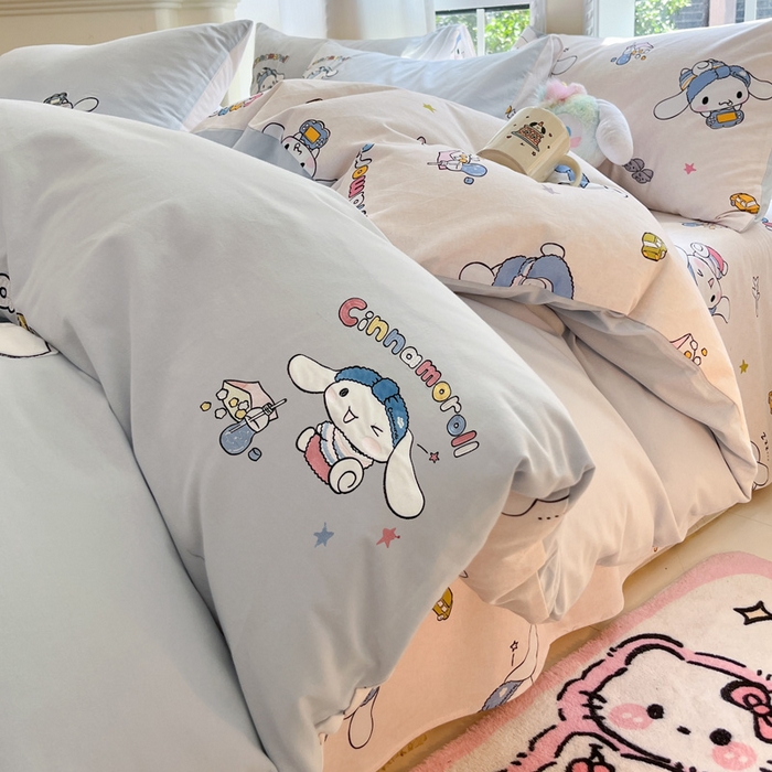 雅居纺家纺 2025新款全棉纯棉磨毛三丽鸥毛巾绣四件套 度假玉桂狗