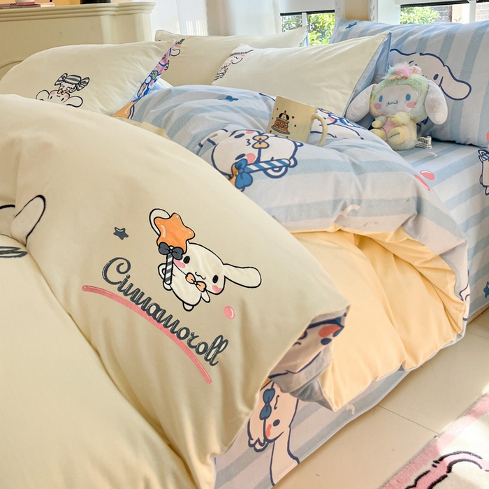 雅居纺家纺 2025新款全棉纯棉磨毛三丽鸥毛巾绣四件套 星星玉桂狗