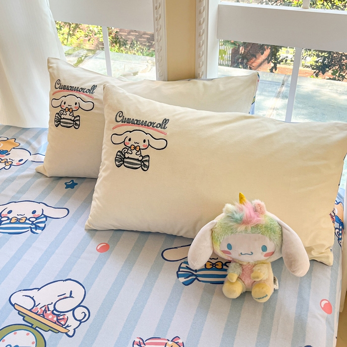 91家纺网 家纺一手货源 找家纺 雅居纺家纺 2025新款全棉纯棉磨毛三丽鸥毛巾绣四件套 星星玉桂狗