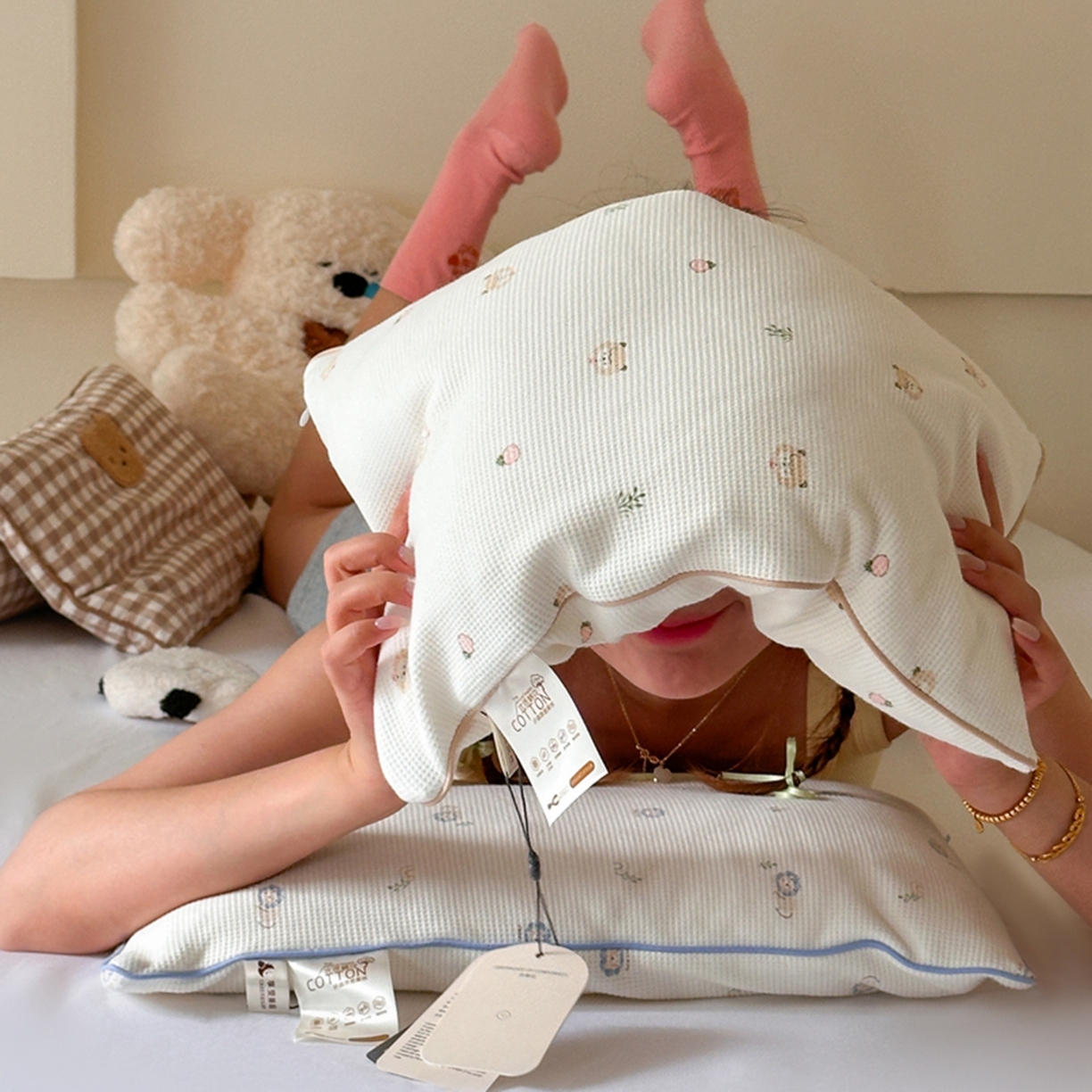 91家纺网 家纺一手货源 找家纺 （总）伟邦枕芯 2025新款华夫格儿童棉花枕头枕芯