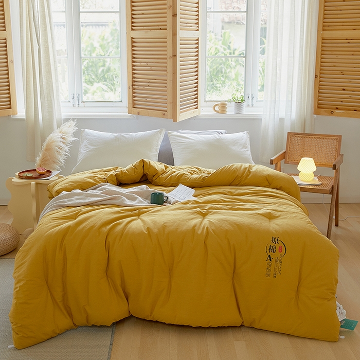 91家纺网 家纺一手货源 找家纺 VIP被业 2025新款里外新疆棉原棉被子被芯 温柔黄