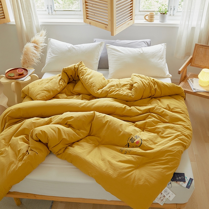 91家纺网 家纺一手货源 找家纺 VIP被业 2025新款里外新疆棉原棉被子被芯 温柔黄