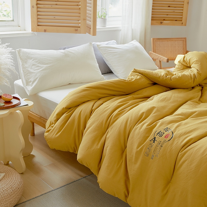 91家纺网 家纺一手货源 找家纺 VIP被业 2025新款里外新疆棉原棉被子被芯 温柔黄