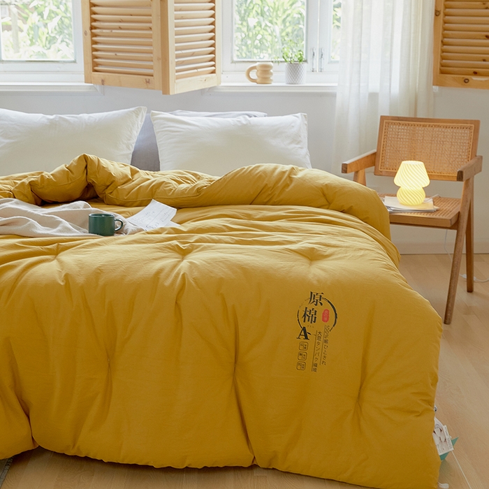 91家纺网 家纺一手货源 找家纺 VIP被业 2025新款里外新疆棉原棉被子被芯 温柔黄