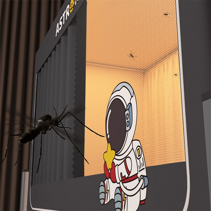 91家纺网 家纺一手货源 找家纺 佳梦家纺 2025新款烫画强遮光学生坐床蚊帐 灰-宇航员