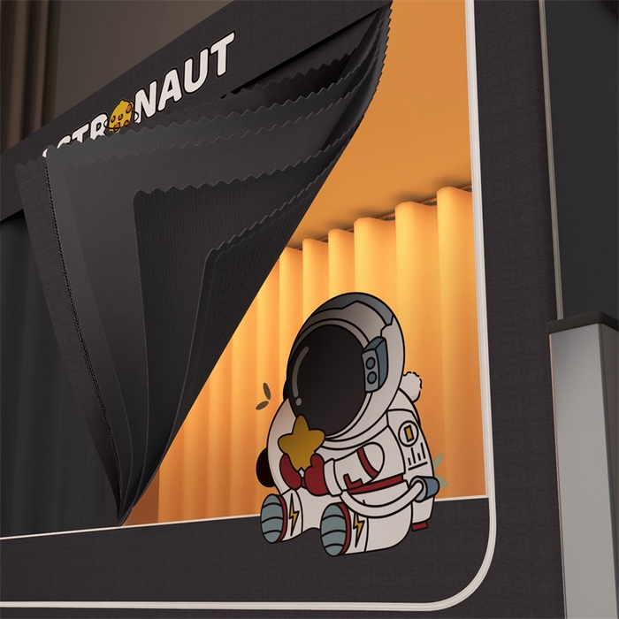 91家纺网 家纺一手货源 找家纺 佳梦家纺 2025新款烫画强遮光学生坐床蚊帐 灰-宇航员