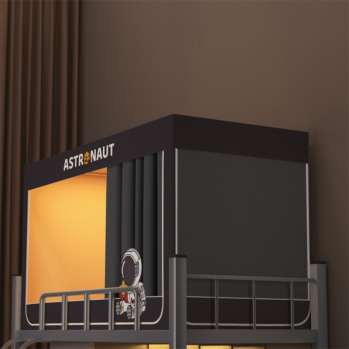 91家纺网 家纺一手货源 找家纺 佳梦家纺 2025新款烫画强遮光学生坐床蚊帐 灰-宇航员