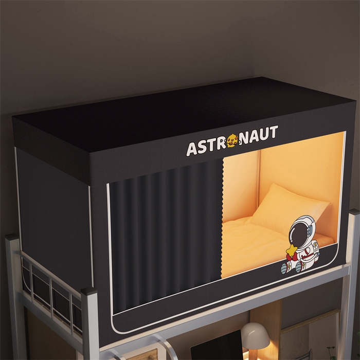 91家纺网 家纺一手货源 找家纺 佳梦家纺 2025新款烫画强遮光学生坐床蚊帐 灰-宇航员