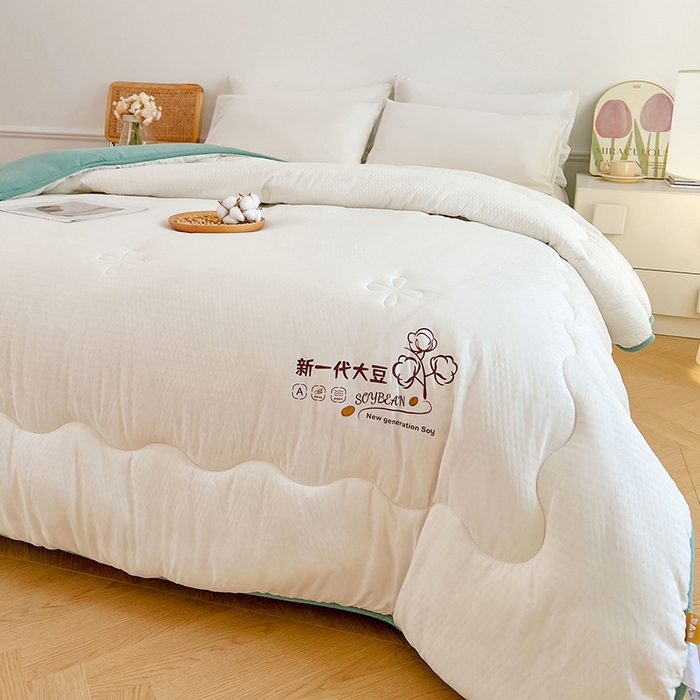 91家纺网 家纺一手货源 找家纺 VIP被业 2025新款简约新一代泡泡棉大豆被冬被被子被芯 白色