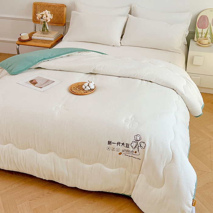 91家纺网 家纺一手货源 找家纺 VIP被业 2025新款简约新一代泡泡棉大豆被冬被被子被芯 白色