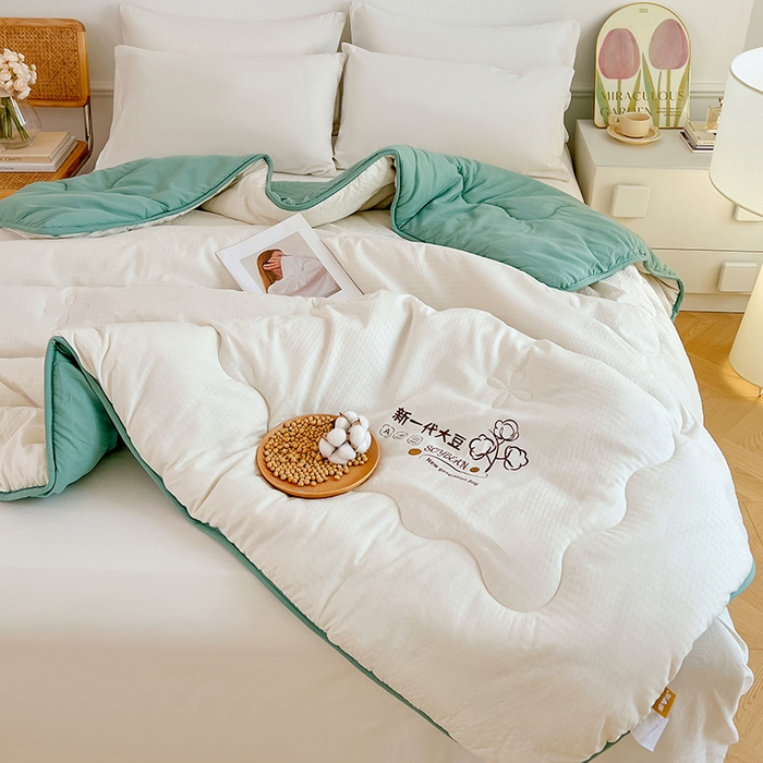 91家纺网 家纺一手货源 找家纺 VIP被业 2025新款简约新一代泡泡棉大豆被冬被被子被芯 白色