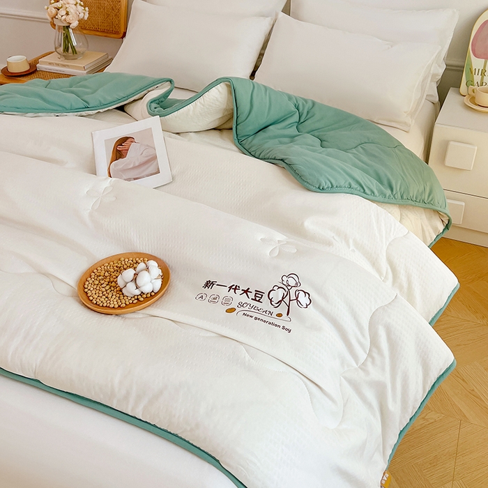 91家纺网 家纺一手货源 找家纺 VIP被业 2025新款简约新一代泡泡棉大豆被冬被被子被芯 白色