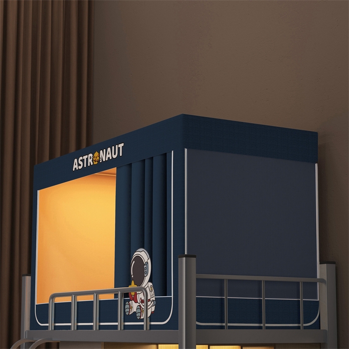 91家纺网 家纺一手货源 找家纺 佳梦家纺 2025新款烫画强遮光学生坐床蚊帐 蓝-宇航员