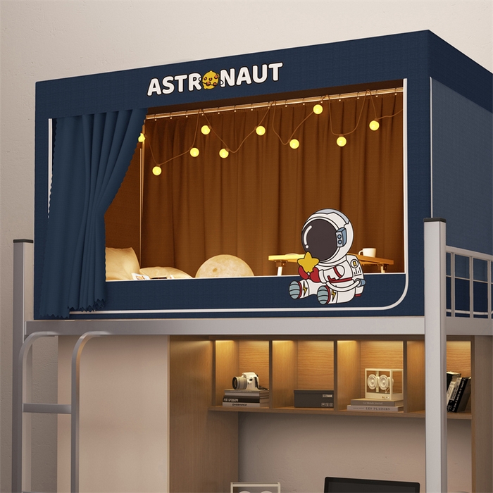 91家纺网 家纺一手货源 找家纺 佳梦家纺 2025新款烫画强遮光学生坐床蚊帐 蓝-宇航员