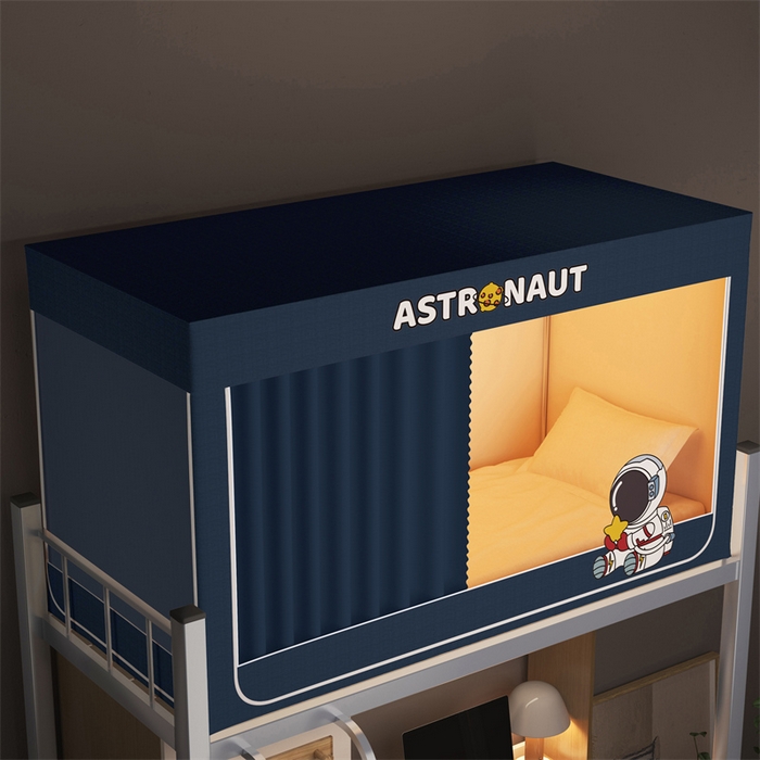 91家纺网 家纺一手货源 找家纺 佳梦家纺 2025新款烫画强遮光学生坐床蚊帐 蓝-宇航员