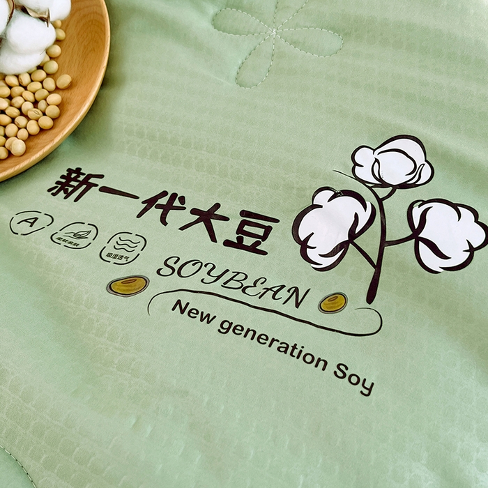 91家纺网 家纺一手货源 找家纺 VIP被业 2025新款简约新一代泡泡棉大豆被冬被被子被芯 草绿