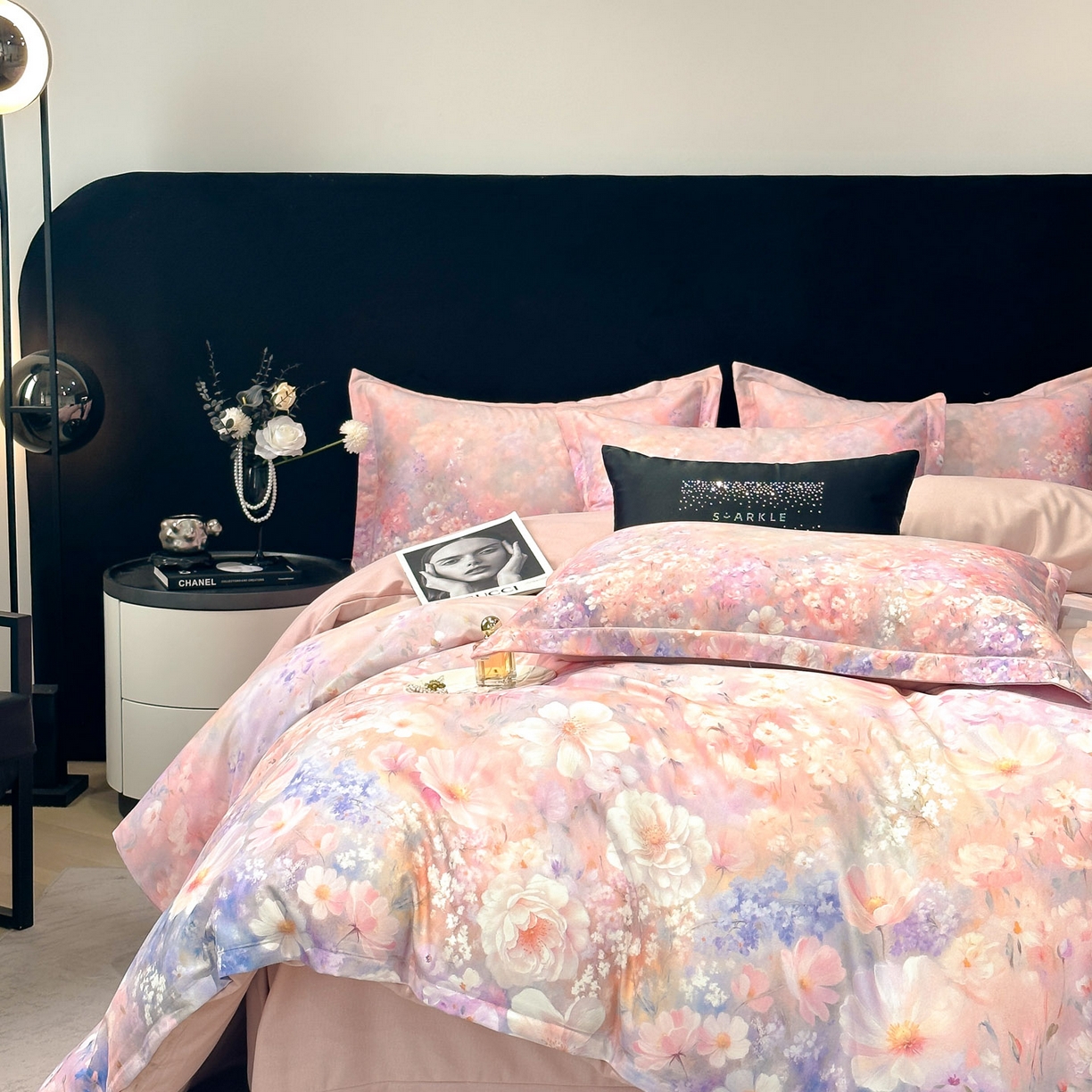 91家纺网 家纺一手货源 找家纺 喜四方 2025新款加厚全棉大版印花四件套 繁花似锦-粉