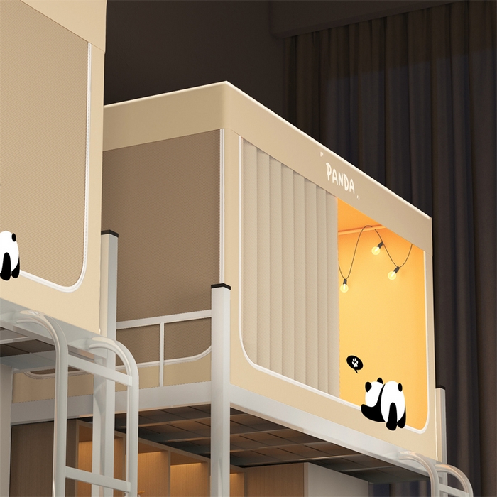 91家纺网 家纺一手货源 找家纺 佳梦家纺 2025新款烫画强遮光学生坐床蚊帐 萌大大   -米色