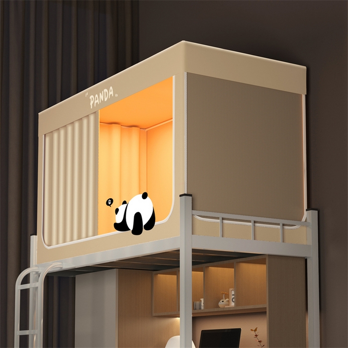 91家纺网 家纺一手货源 找家纺 佳梦家纺 2025新款烫画强遮光学生坐床蚊帐 萌大大   -米色