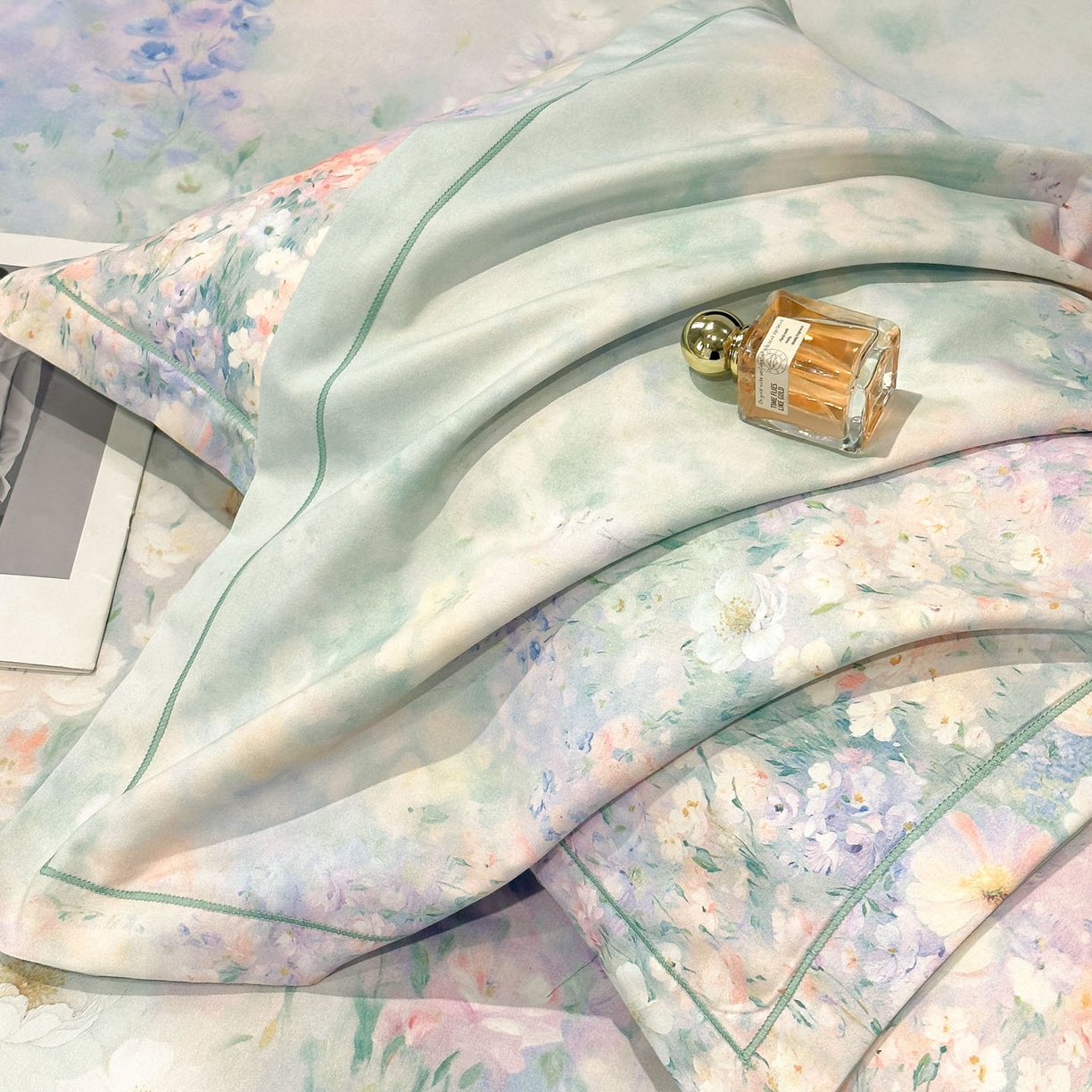 91家纺网 家纺一手货源 找家纺 喜四方 2025新款加厚全棉大版印花四件套 繁花似锦-绿