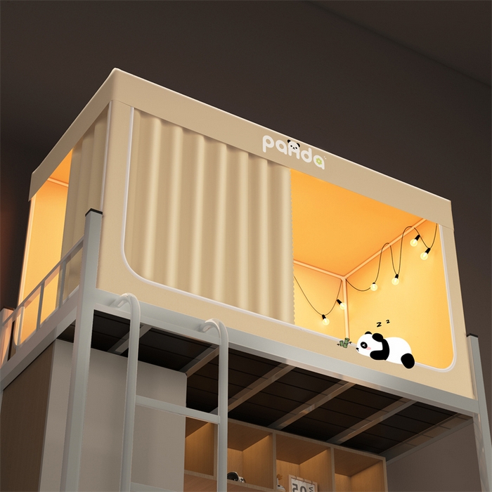 91家纺网 家纺一手货源 找家纺 佳梦家纺 2025新款烫画强遮光学生坐床蚊帐 七仔-米色