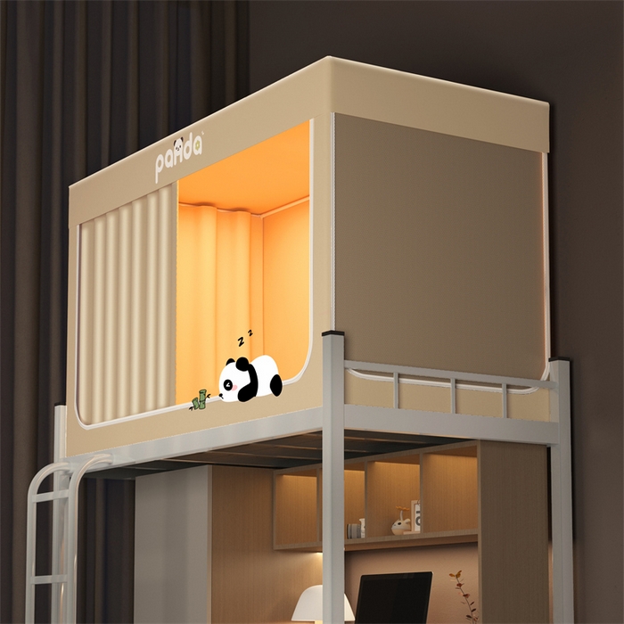 91家纺网 家纺一手货源 找家纺 佳梦家纺 2025新款烫画强遮光学生坐床蚊帐 七仔-米色