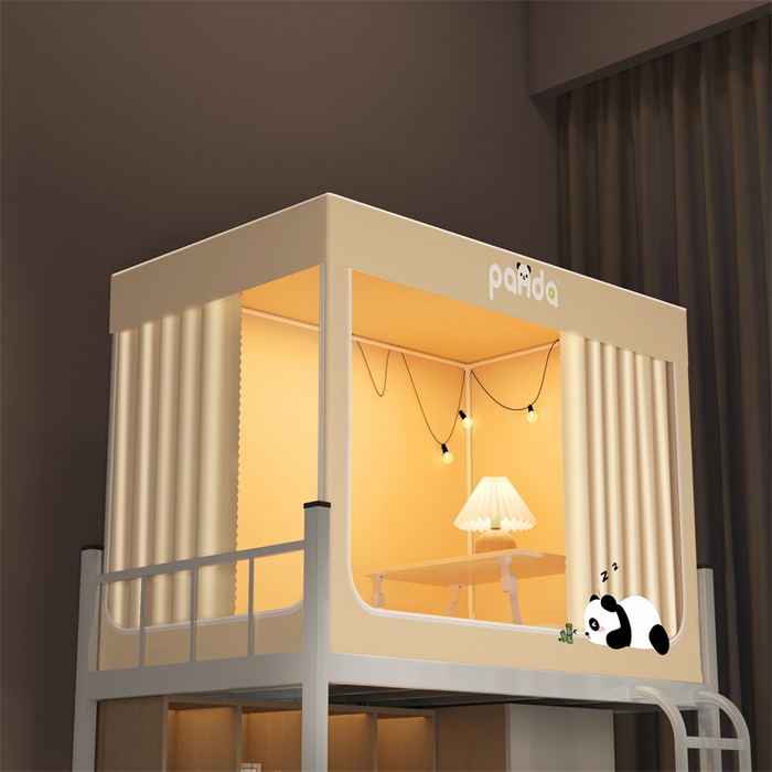 91家纺网 家纺一手货源 找家纺 佳梦家纺 2025新款烫画强遮光学生坐床蚊帐 七仔-米色