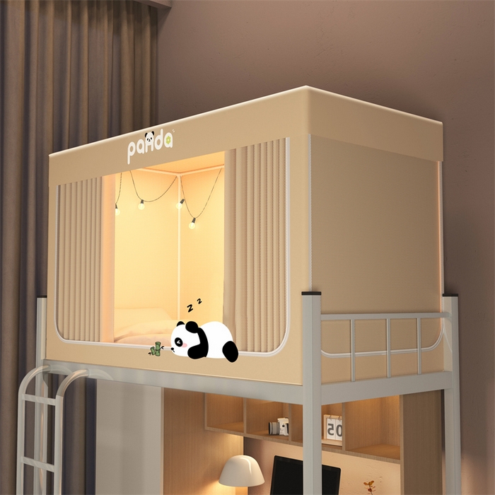 91家纺网 家纺一手货源 找家纺 佳梦家纺 2025新款烫画强遮光学生坐床蚊帐 七仔-米色