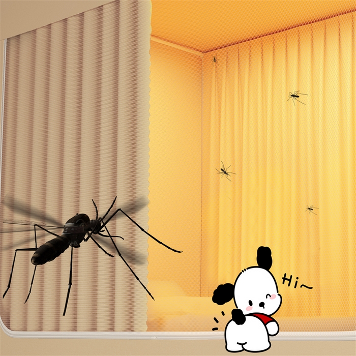 91家纺网 家纺一手货源 找家纺 佳梦家纺 2025新款烫画强遮光学生坐床蚊帐 小招财-米色