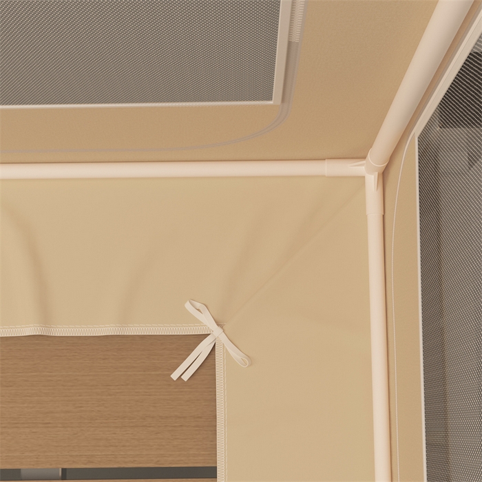 91家纺网 家纺一手货源 找家纺 佳梦家纺 2025新款烫画强遮光学生坐床蚊帐 小招财-米色