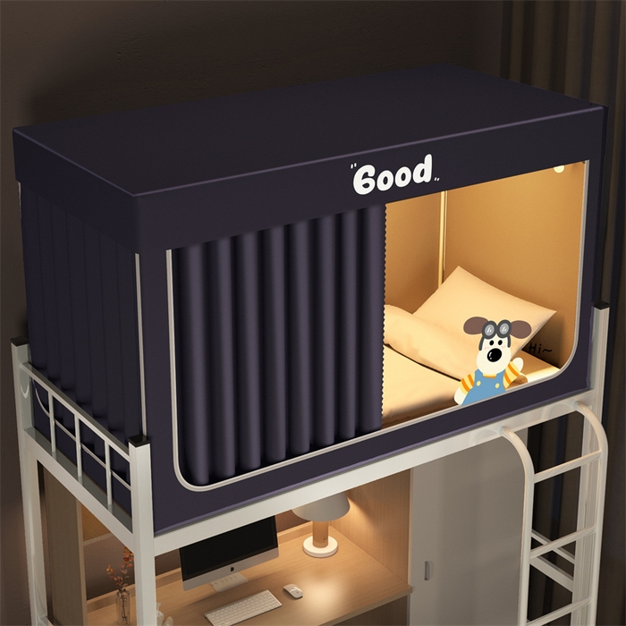 91家纺网 家纺一手货源 找家纺 佳梦家纺 2025新款烫画强遮光学生坐床蚊帐 掌门狗-深灰