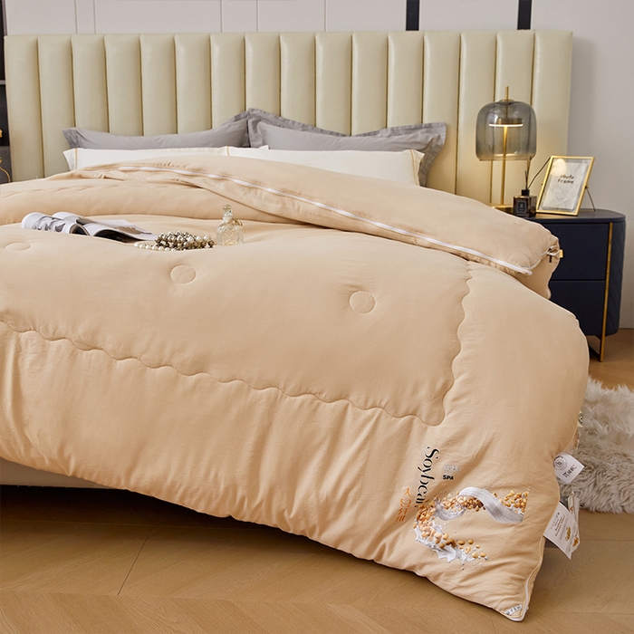 91家纺网 家纺一手货源 找家纺 VIP被业 2025新款简约芯享生态棉双胎子母被被子被芯（拉链款） 咖色