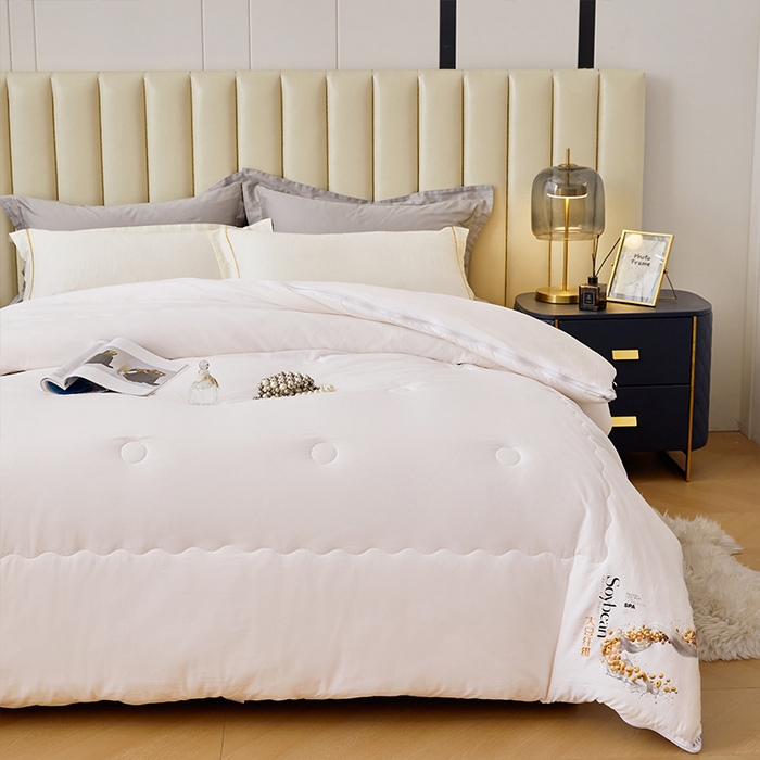 91家纺网 家纺一手货源 找家纺 VIP被业 2025新款简约芯享生态棉双胎子母被被子被芯（拉链款） 白色