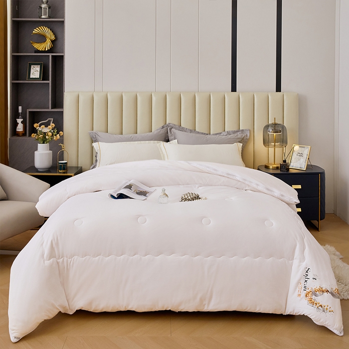 91家纺网 家纺一手货源 找家纺 VIP被业 2025新款简约芯享生态棉双胎子母被被子被芯（拉链款） 白色